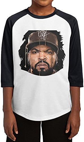 GUYT Youth Boys ICE CUBE Raglan Baseball T Shirt Black Size XL