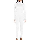 BORIFLORS Long Sleeve Jumpsuit for Women Sexy Turtleneck One Piece Bodycon Rompers Clubwear