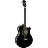 Washburn EA12B-A Festive Series Mini Jumbo Cutaway Acoustic Electric Guitar, Black