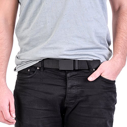 Mission Belt Men's Ratchet Belt - Stealth - Matte Black Buckle / Black Nylon Strap, Extra Large (39 - 42)