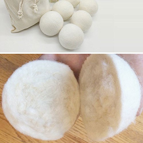 ☀ Dergo ☀Organic Wool,Sheep 6-Pack Premium Wool Dryer Balls Reusable Natural Fabric Softener 6CM