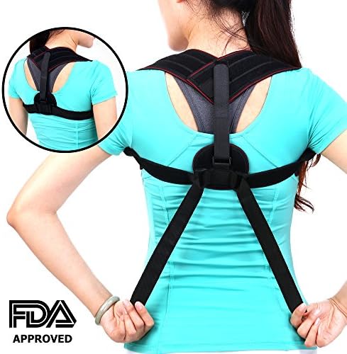 Back Posture Corrector with Extra Wide Straps for Women &amp; Men - Under Clothes Clavicle Support for Back Straightener Pain Relief - Primate Posture Brace - Upper Back Support for the Best Royal Posture
