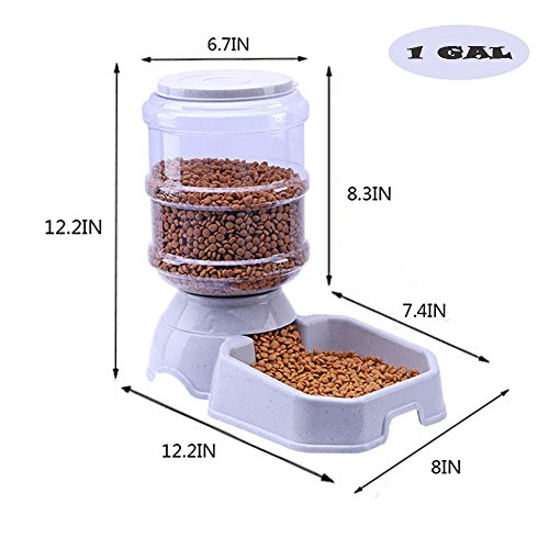 Septree Dog Water Dispenser,Automatic Cat Feeder,Dog Bowl Combo,Pet Dog Cat Waterer Feeder 1 Gal (Waterer+Feeder Gray)