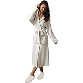 MH MYLUNE HOME Ultra Soft Robe With Pockets, Spa Bathrobe Loungewear Calf-Length, Plush Fuzzy Fluffy Wrap Robe for Women