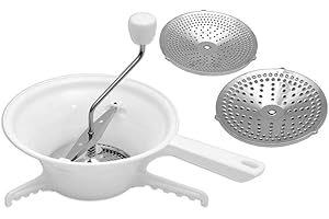 Food Mill Manual Grinder, Stainless Steel Food Mill with 3 Milling Discs for Making Puree, Soups, Baby Food, Tomato Sauce, an