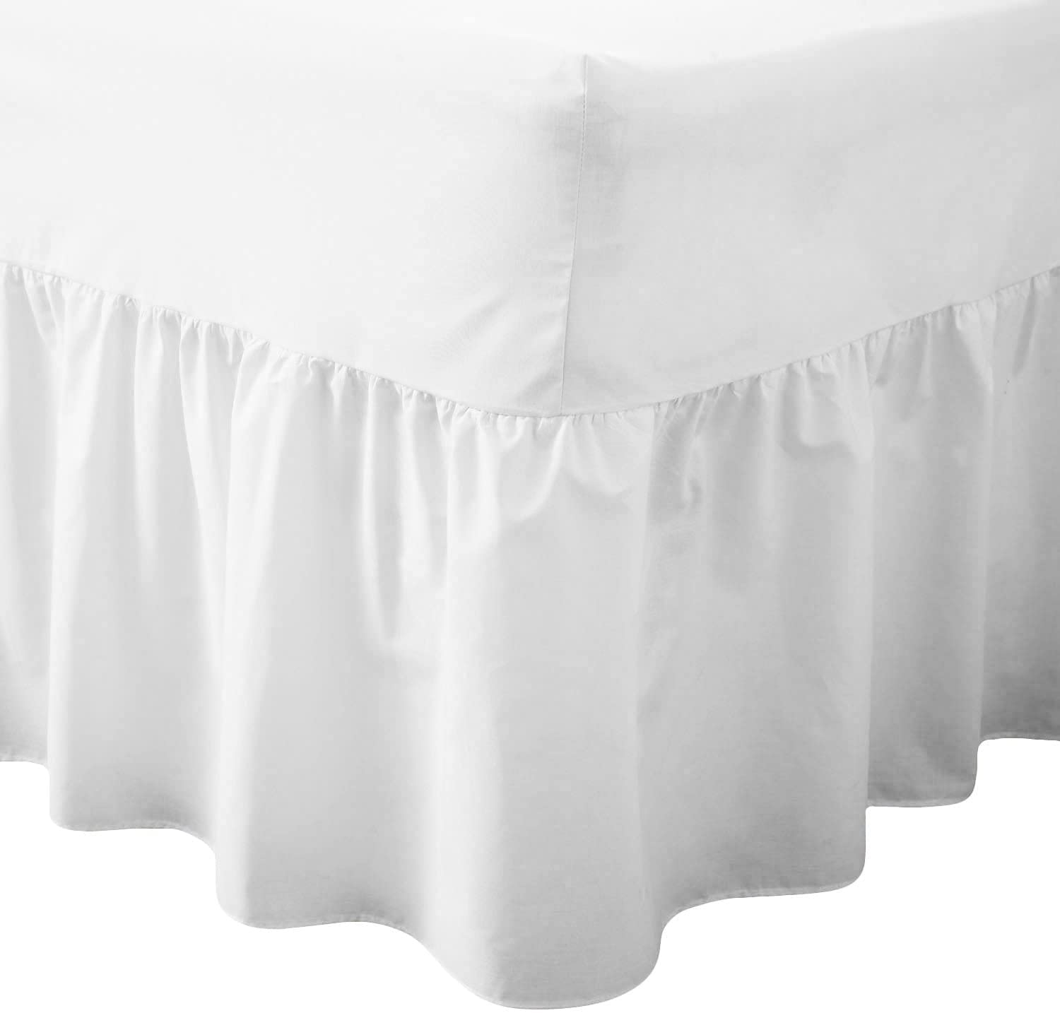 British Home Bedding - Luxury Valance Fitted Sheets - Plain Percale Quality Bed Sheet (White, Super King)