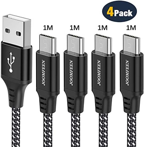 Micro USB Cable,JOOMFEEN [4-Pack/1M] High Speed Micro USB Charger Cable Nylon Braided Android Charger Cable For Samsung Galaxy S7/S6/S4/S3/J5/J7/J3 Nexus, Kindle, HTC, LG, Sony, Motorola, PS4 and More