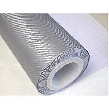 Silver 3D Carbon Fiber Film Twill Weave Vinyl Sheet Roll Wrap (12