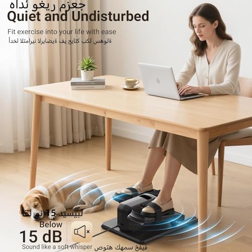 Elliptical Exercise Machine, Under Desk Ellipse Leg Exerciser for Home Office, Forward & Reverse Direction, Quiet Electric Seated Pedal Elliptical for Seniors with 12 Adjustable Speeds, Remoter, Foots