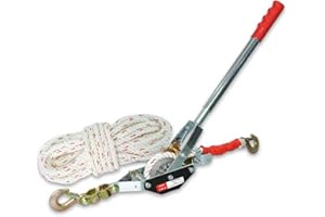 YATOINTO Rope Puller 1-1/2 Ton 3300 lbs Capacity with 50' of 0.6" Diameter Rope 2 Hook Come Along Winch Heavy Duty Ratchet Power Puller Tool for Moving Boats