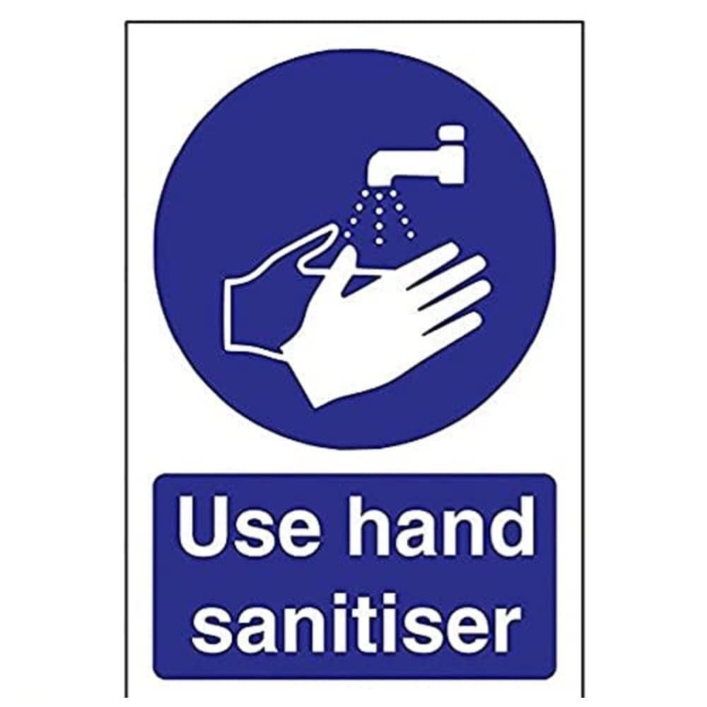 V Safety 43071AG-S Use Hand Sanitiser Sign - Portrait - 100mm x 150mm - Self Adhesive Vinyl, Blue — image 1