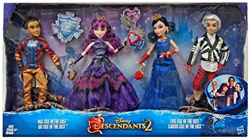 Disney descendants 2 dolls isle of the lost 4 pack mal, evie, car…