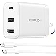 45W Charger Dock for Steam Deck, JSAUX 3-Port Dock Station [USB-C/USB-A/4K HDMI] with 3.3FT USB C 3.1 Cable, Foldable AC Charger Adapter Compatible with Steam Deck, Switch, MacBook, iPad and Samsung