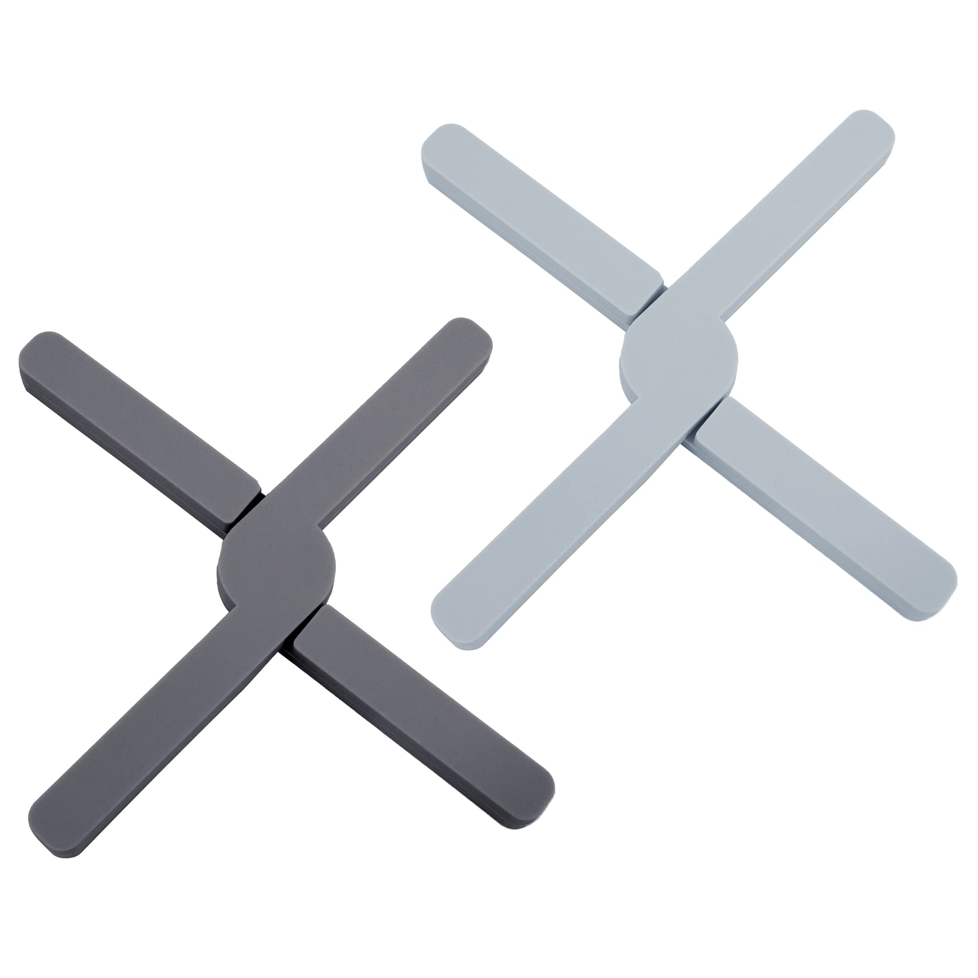 Time to Sparkle 2 Pack Durable Heat-Insulating Silicone Pot Holders Non-Slip Placemat Trivet, Coffee Cup PVC Coaster Home Tea Coaster Bowl Placemat Coaster Foldable Dark Grey & Grayish Blue