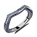 Caperci Created Blue Sapphire Wedding Ring for Women, Black Sterling Silver Wedding Band Ring Size 5-9