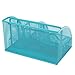 PAG Office Supplies Mesh Desk Organizer Pen Holder Accessories Storage Caddy with Drawer, 7 Compartments, Blue