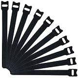 Attmu 100 PCS Reusable Fastening Cable Ties, Microfiber Cloth 6-Inch Hook and Loop Cord Ties, Black