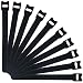 Attmu 100 PCS Reusable Fastening Cable Ties, Microfiber Cloth 6-Inch Hook and Loop Cord Ties, Black