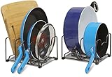 SimpleHouseware 2PK Kitchen Cabinet Pan and Pot Lid Organizer Rack, Total 6 Compartments, Bronze ()