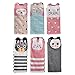 6 Pack Girls Socks, Flanhiri Knee High Stockings Cartoon Animal Warm Cotton Socks (6 Pairs)
