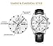 BUREI Men's Fashion Wirst Watches with Day Date Multifunction Chronograph Stopwatch White Dial Black Leather Strap