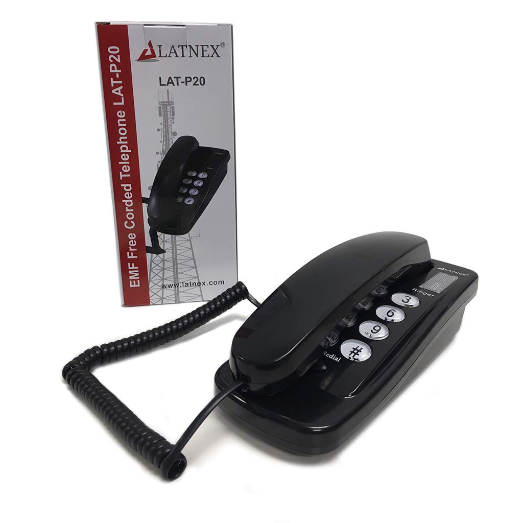 LATNEX LAT-P20 Corded Phone – EMF Shielding Landline Telephone for EMF Sensitive Individuals, Vision or Hearing Impaired Seniors and Elderly People, Easy to Use, Ideal for Home or Office