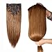 MY-LADY Double Weft 100% Remy Human Hair Clip in Extensions Full Head Thick Thickened Long Soft Silky Straight 8pcs 18clips for Women Beauty 14