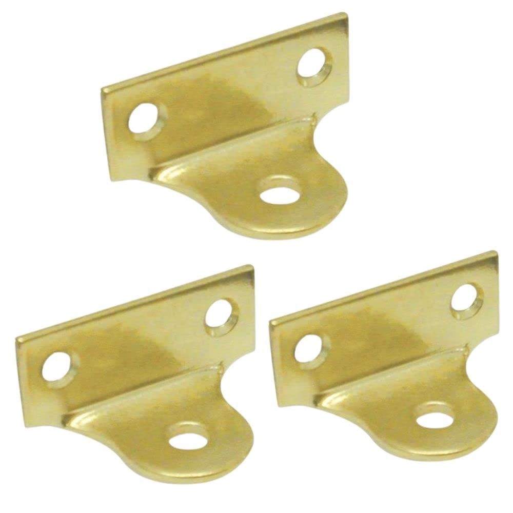 6 Pack Brass-Plated L-Shaped Picture Hanging Brackets – Right Angle Fixing Plates for Mirrors, Frames or Wall Décor