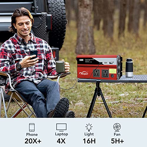Maxpart Inverter 1000W Car Power Inverters 12v DC to 110v AC Converter