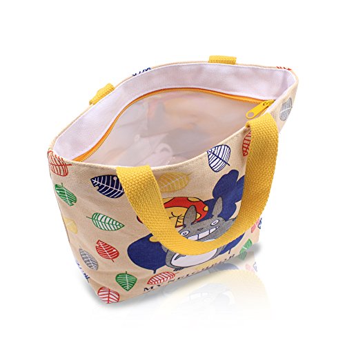 Finex - Set of 2 - My Neigbor TOTORO Canvas Zippered Tote with Top Carry Handles - Lunch Box Bag Gym Tote
