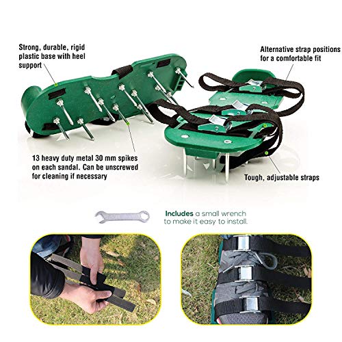 Oceanpax Lawn Aerator Spike Shoes 26 Spikes and 4 Adjustable Straps Ready for aerating Your Yard, Root & Grass