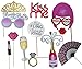 Bachelorette Party Favors, Photo Booth Props 22-Piece Kit - Bridal Wedding Shower Supplies - Glasses, Masks, Tiaras, Mustaches On Sticks - Pre-Assembled - Girls Night Out Accessories