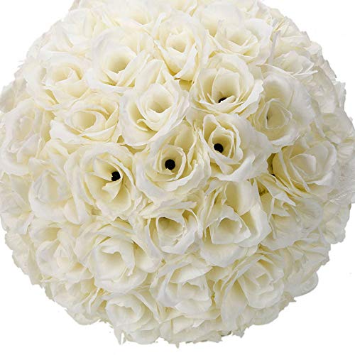 Amailtom 10 Inch Artificial Satin Flower Ball Romatic Wedding Flower