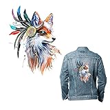 25 x 19CM Iron-on Patches for Clothes, Colorful Fox Printing Heat Transfer Sticker Patch for Household Irons DIY Decor Hotfix Decal Motif Appliqued for T-shirt Jeans Coats Totes Hoodie