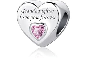 Luluadorn Heart Love Mom Daughter Dad Wife Auntite Grandma Friends Charm Compatible with Pandora Charms Bracelets