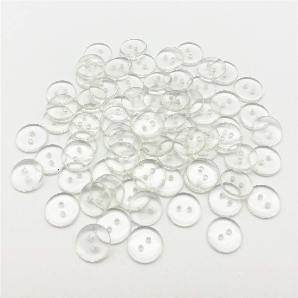 11.5mm Shiny Clear Transparent Round Resin 2 Holes Buttons DIY Sewing Garment Appliques Accessories Button Embellishments for Scrapbooking Pack of 500