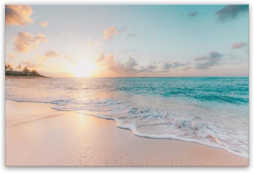 Photographs - Sunrise Over The White Sandy Beach Canvas Wall Art Print