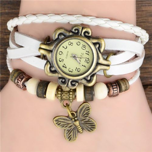 Meenakshi Handicraft Emporium MHE Women's Round Dial Analog Butterfly Watch (White, MHE-570)