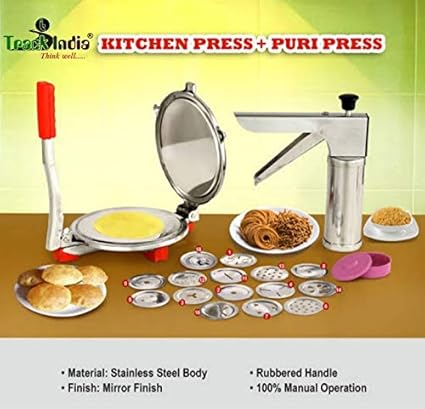Trackindia Combo of Stainless Steel Kitchen Press & Puri Press, Chapati Press