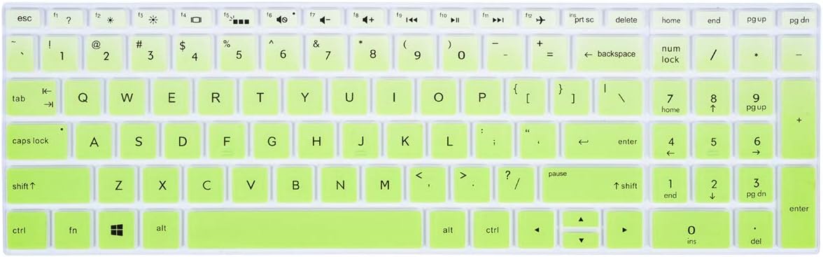 Keyboard Skin Cover for 15.6" HP Envy X360 15M-BP012DX 15M-BQ021DX 15M-BQ021DX |HP Pavilion 15.6" Series 15-DW 15-DY 15-CC|HP Envy 17.3" Laptop |HP Spectre x360 15-CH011DX Cover, Gradual Green