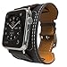 MoKo Compatible Band Replacement for Apple Watch 42mm 44mm Series 5/4/3/2/1, Genuine Leather Smart Watch Band Cuff Replacement Strap - Black (Not Fit 38mm 40mm Versions)