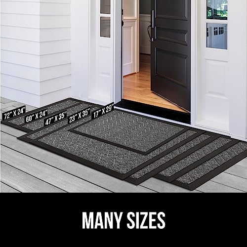 Gorilla Grip 100% Waterproof All-Season WeatherMax Doormat, 23x35, Durable Natural Rubber, Stain and Fade Resistant, Low Profile, Indoor Outdoor Door Mats, Easy Clean Patio Entry Mat, Slate Geometric