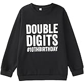 GLIGLITTR Double Digits 10th Birthday Sweatshirt Boy Girl Letter Printed Crewneck Pullover Shirt Fall Winter Clothing(Black,10Y)