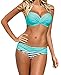 EVALESS Womens Sexy Two Piece Bandeau Bikini Swimsuits Triangle Bathing Suits Swimwear Blue Small 4 6