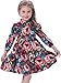 Bonny Billy Girl's Long Sleeve Kid Dress Ruffle Neck A-Line Flower Print