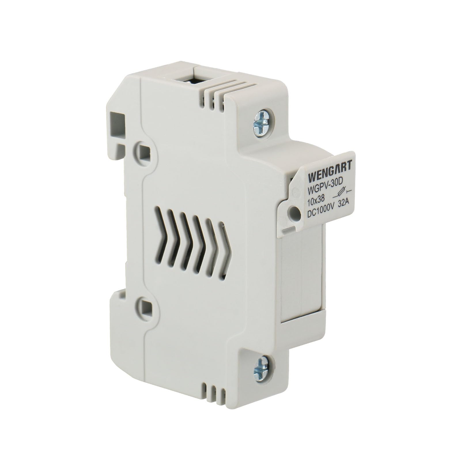 Wengart Solar Fuse Holder WGPV-30D,18 to 8 AWG,DC1000V 1 Pole,35mm DIN Rail Mount Fuse Holder Work for fuse 10x38mm gPV Up to 32A