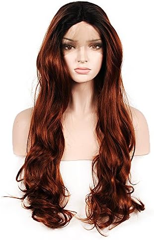 WigTech2017 200%Density Synthetic Lace Front Body Wave 24 Inch Black&amp;Brown Color Heat Resistant Fiber Wigs With Baby Hairs For All Skin Tones Women