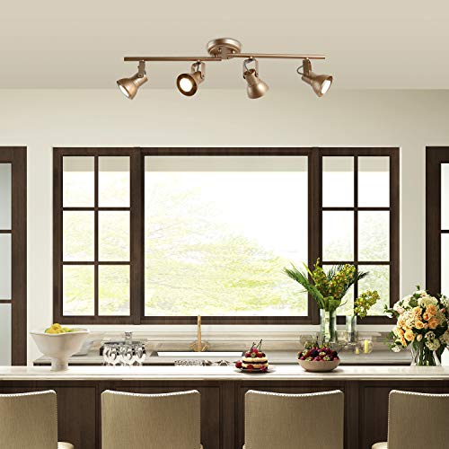 KSANA Gold LED Track Lighting, Adjustable Modern Ceiling Spotlight, 4 Lights Kitchen Track Lighting
