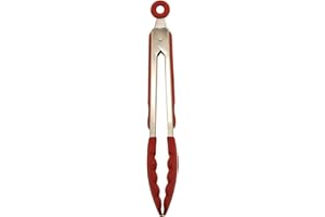 Starfrit Silicone and Stainless Steel Tongs - 9-Inch - Heat-Resistant - Red