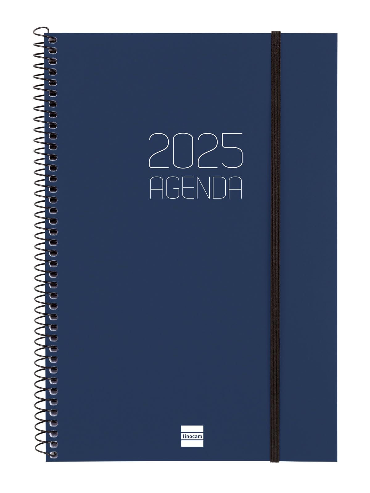 Finocam - Spiral Agenda Opaque 2025 Week to View Vertical January 2025 - December 2025 (12 months) Spanish Blue